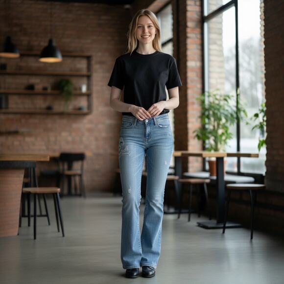 Anoname Skull Flare Jeans Rhinestone Y2K - Size 29 - Picture 8 of 8